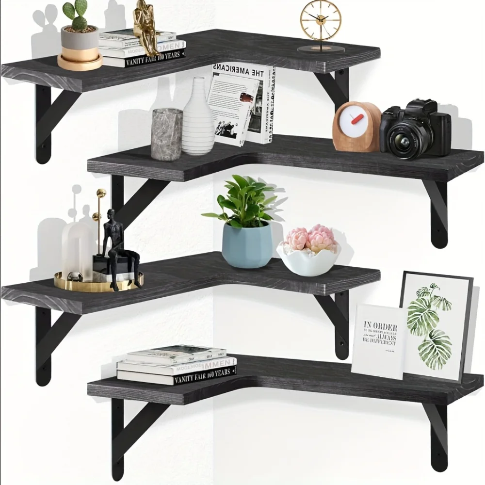 Home Bar Shelf - Étagères flottantes en bois naturel, rangement