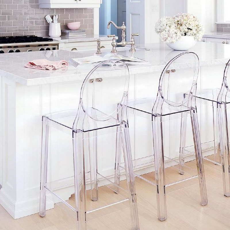 Home Bar Stools - Chaise fantôme en plastique acrylique transparent,