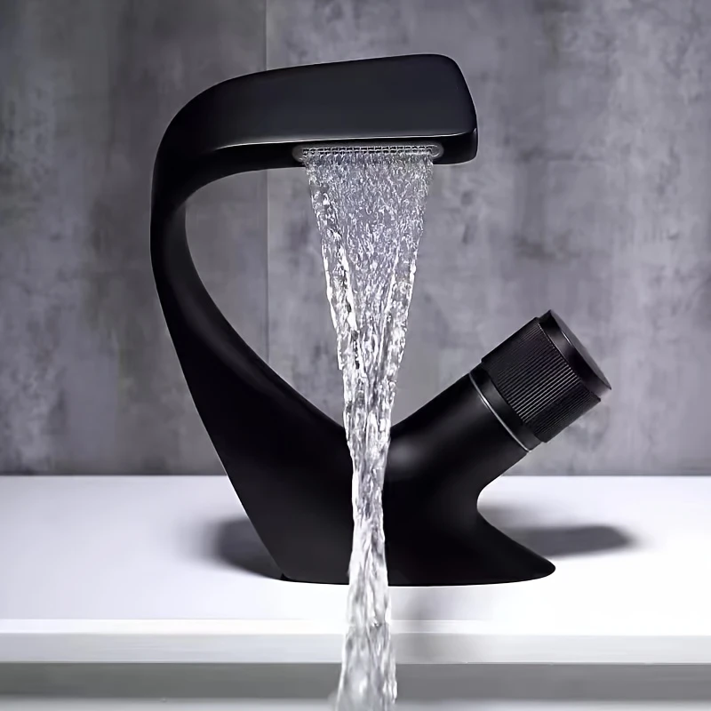Home Bar Sink - Robinet cascade noir tout cuivre pour