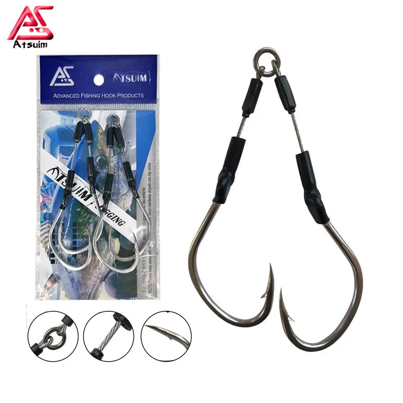 Jigger Double Sided - AS-Hameçons doubles barbelés pour la pêche,