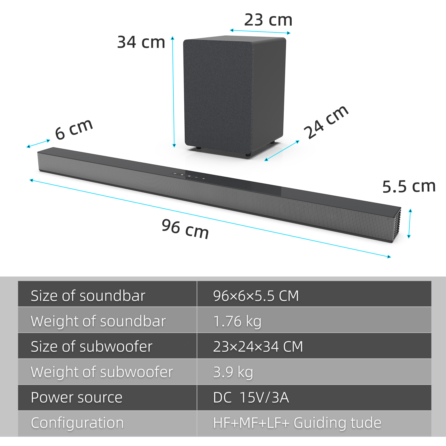 Barre de son TV 84W avec caiss - Home Bar And Theater avis et prix