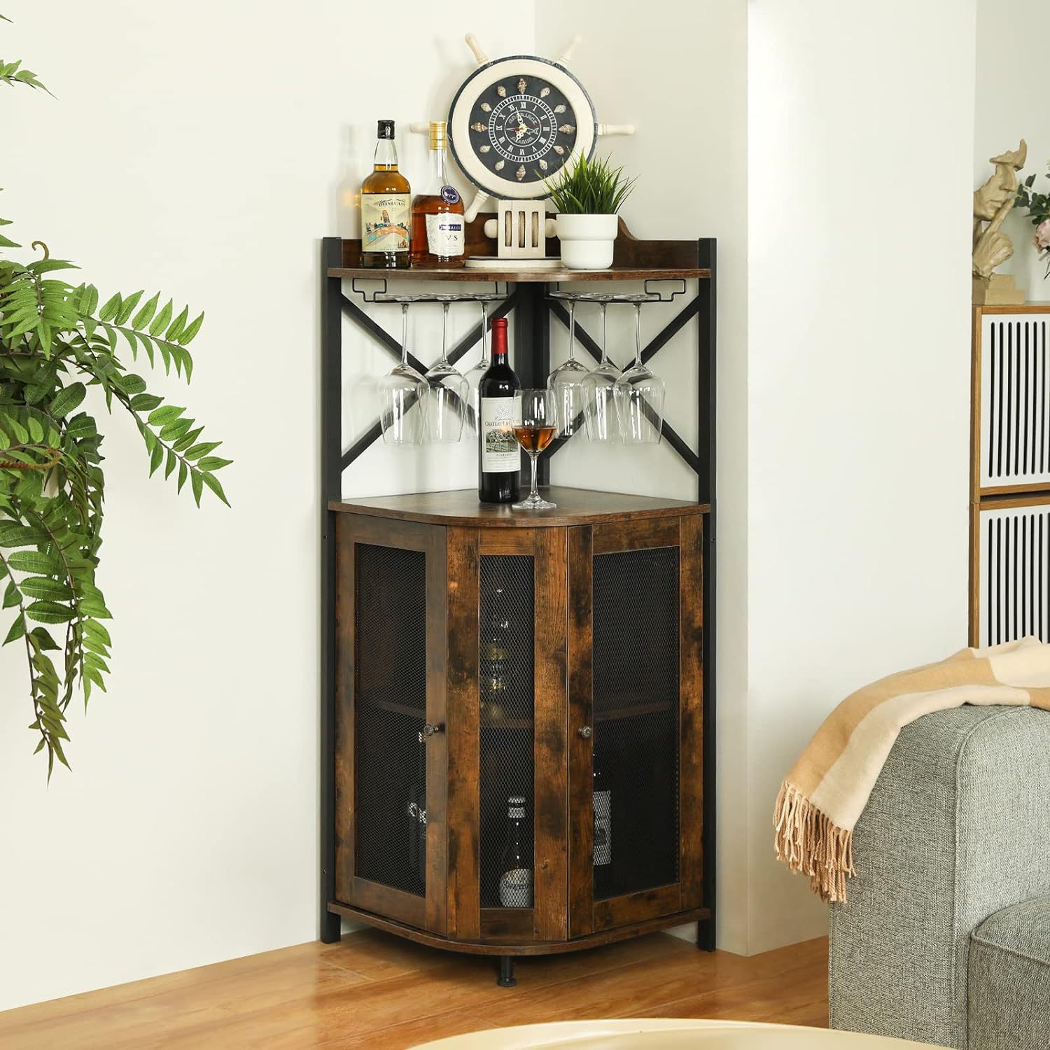 Meuble bar d'angle avec porte- - Home Bar And Cabinet avis et prix