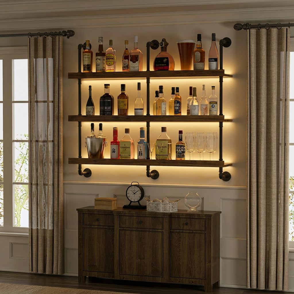 Étagère à vin murale avec écla - Home Bar Shelf avis et prix
